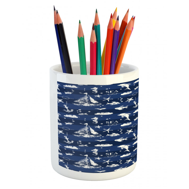 Grunge Anchor Ship Pencil Pen Holder