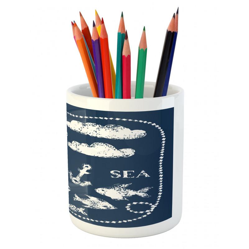 Boat Clouds Anchor Pencil Pen Holder