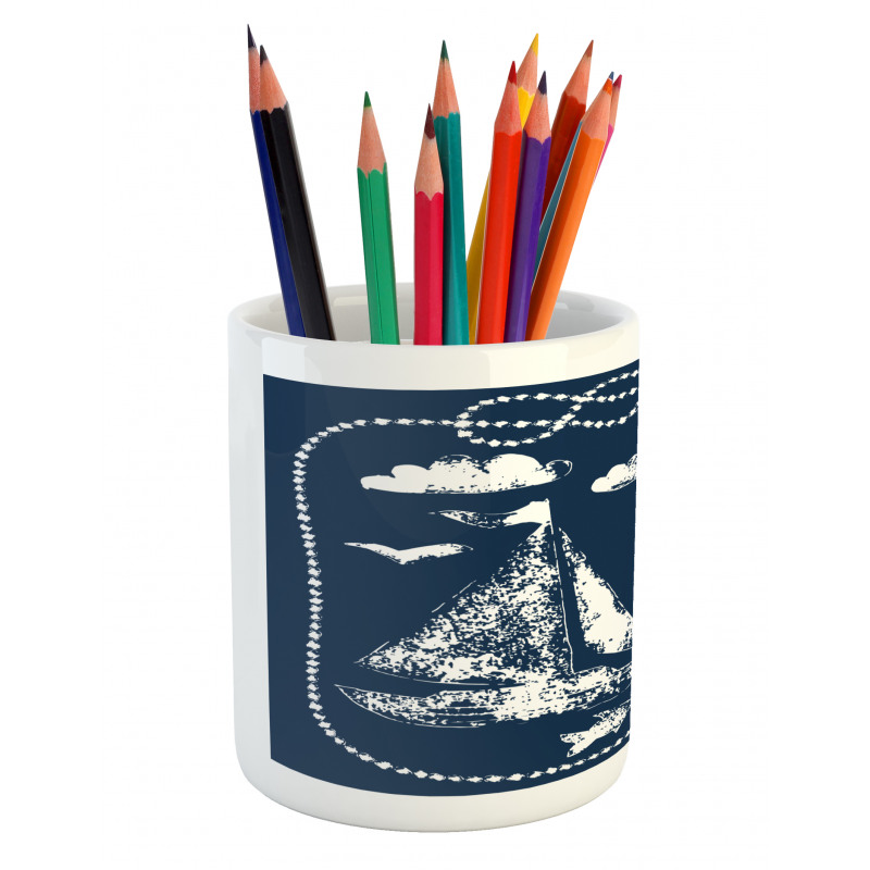 Boat Clouds Anchor Pencil Pen Holder