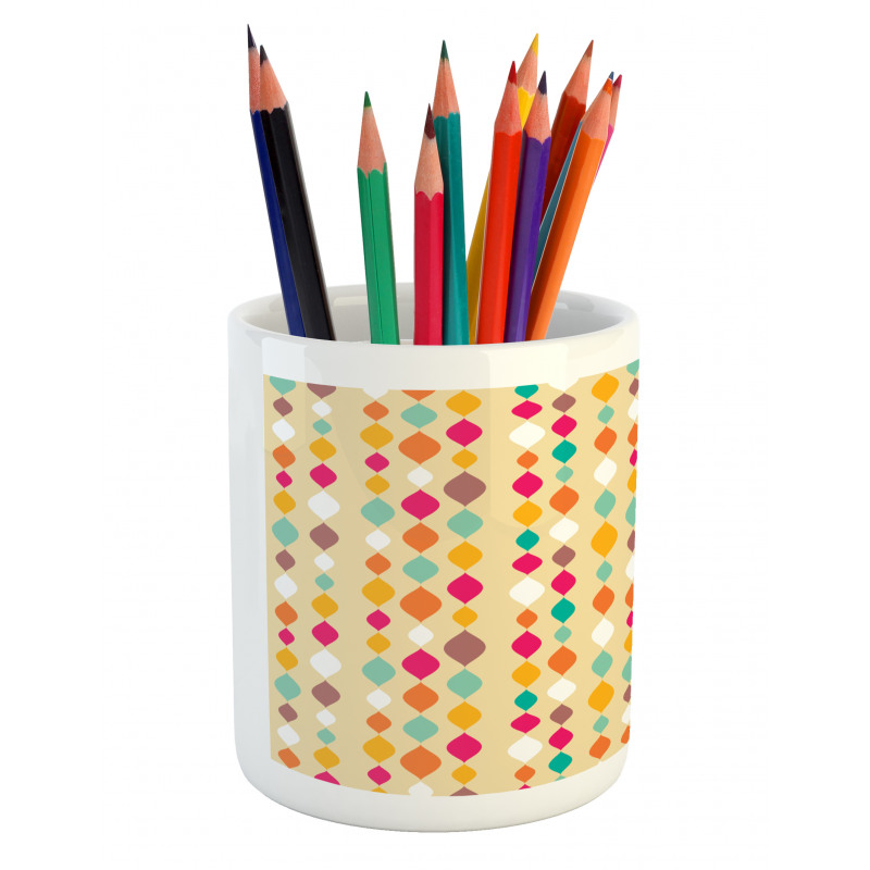 Retro Colorful Circles Pencil Pen Holder