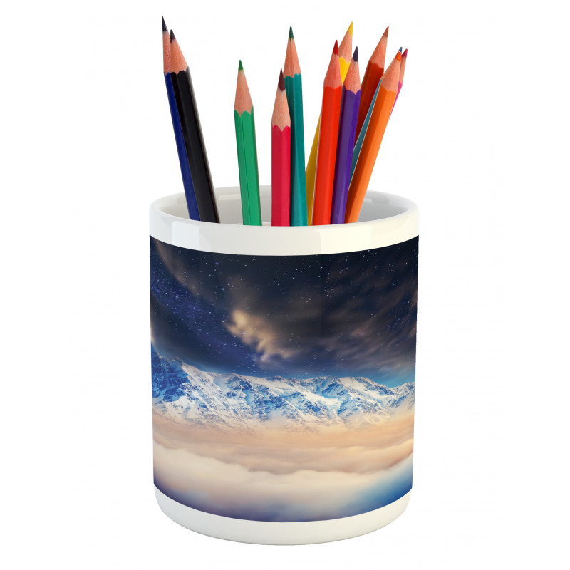 Snowy Winter Mountains Pencil Pen Holder