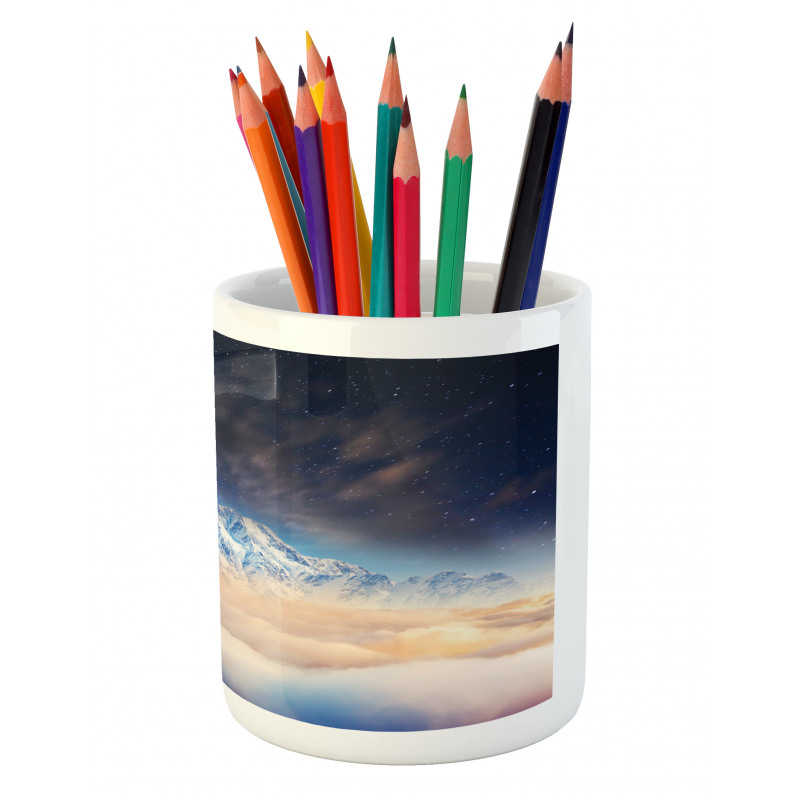 Snowy Winter Mountains Pencil Pen Holder