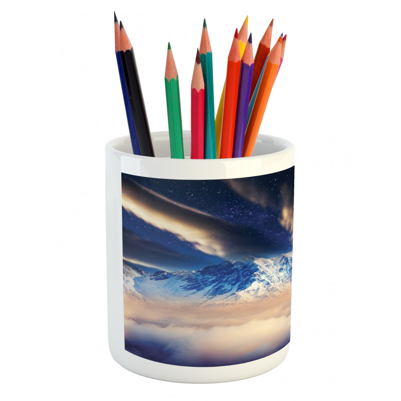 Snowy Winter Mountains Pencil Pen Holder