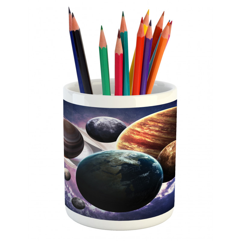 Milky Way Planets Space Pencil Pen Holder