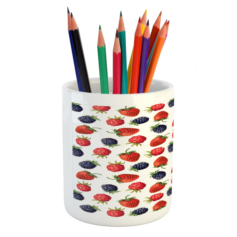 Strawberries Raspberry Pencil Pen Holder