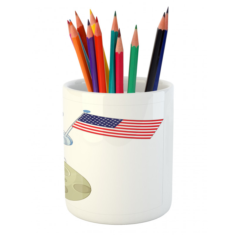 Astronaut on Moon Cartoon Pencil Pen Holder