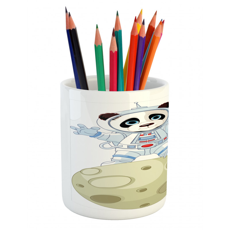 Astronaut on Moon Cartoon Pencil Pen Holder