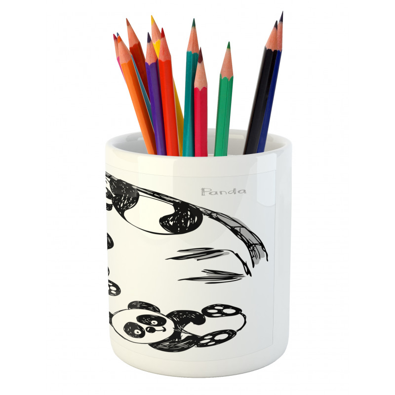 Hand Drawn Panda Poses Pencil Pen Holder