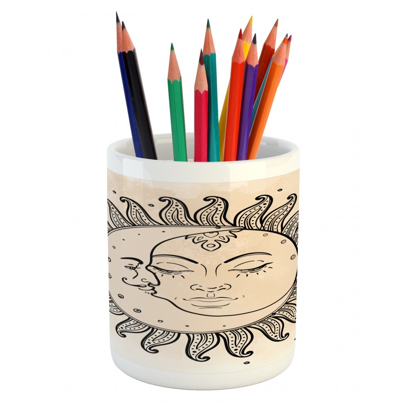 Sun and Moon Mystical Pencil Pen Holder