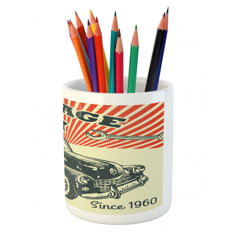 60's Retro Car Pop Art Pencil Pen Holder