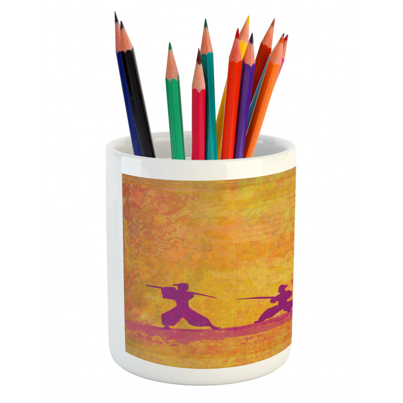 Ninjas Asian Landscape Pencil Pen Holder