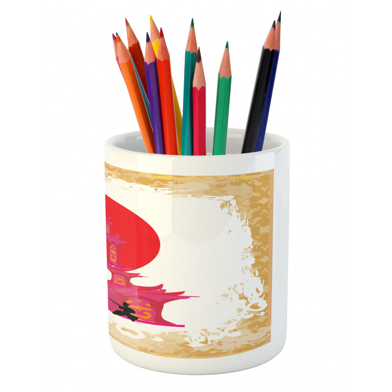 Medieval Landscape Sunset Pencil Pen Holder