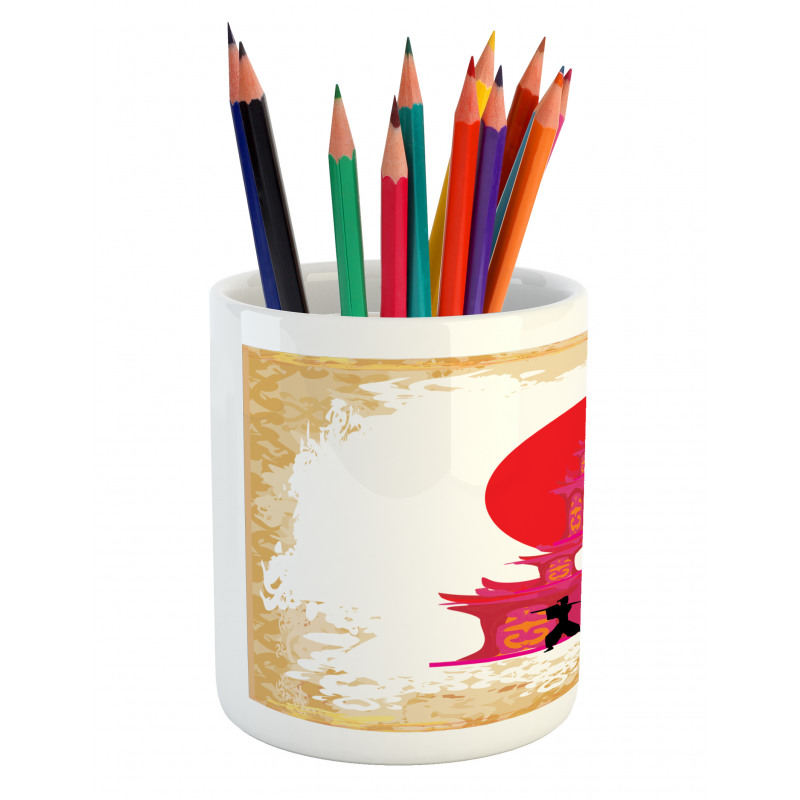 Medieval Landscape Sunset Pencil Pen Holder