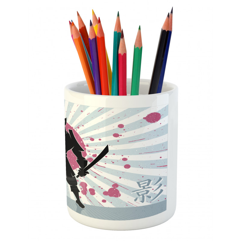 Cartoon Dark Color Samurai Pencil Pen Holder