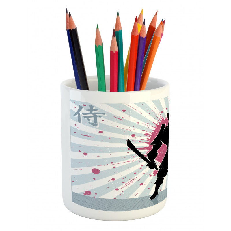 Cartoon Dark Color Samurai Pencil Pen Holder