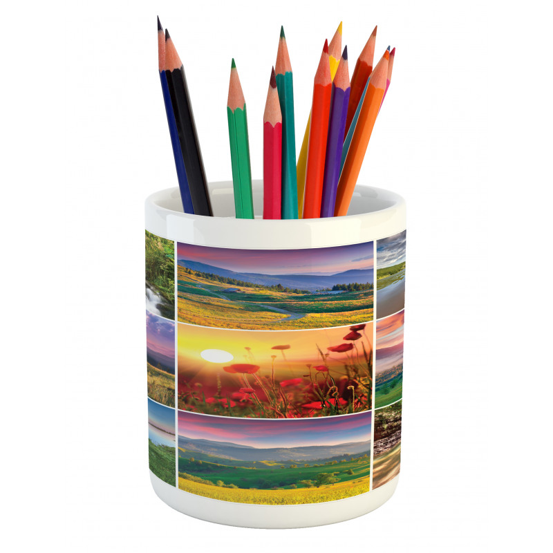 Summer Home Landscape Pencil Pen Holder