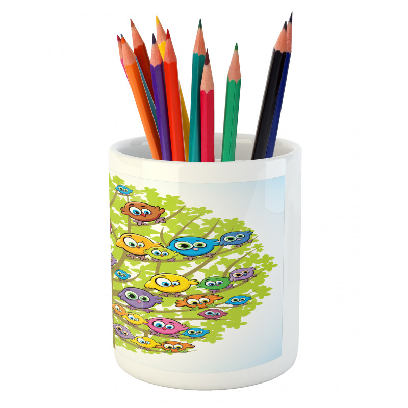 Canary Bird Fun Family Pencil Pen Holder