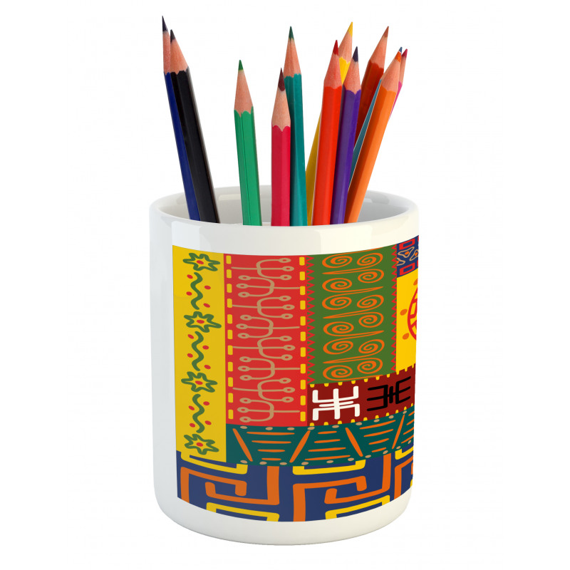 Primitive Tribal Pencil Pen Holder