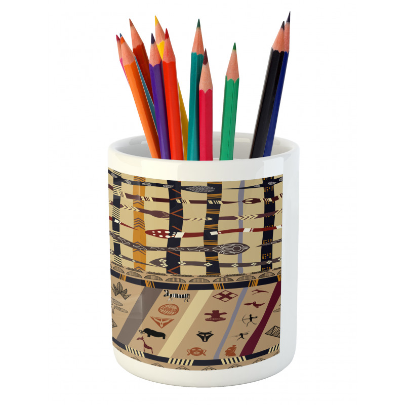 Primitive Native Animals Pencil Pen Holder