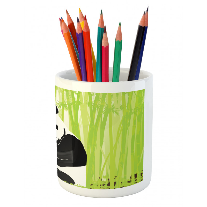 Panda in Bamboo Forest Pencil Pen Holder