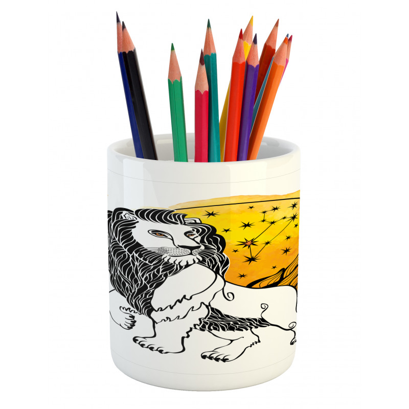 Zodiac Leo Art Pencil Pen Holder