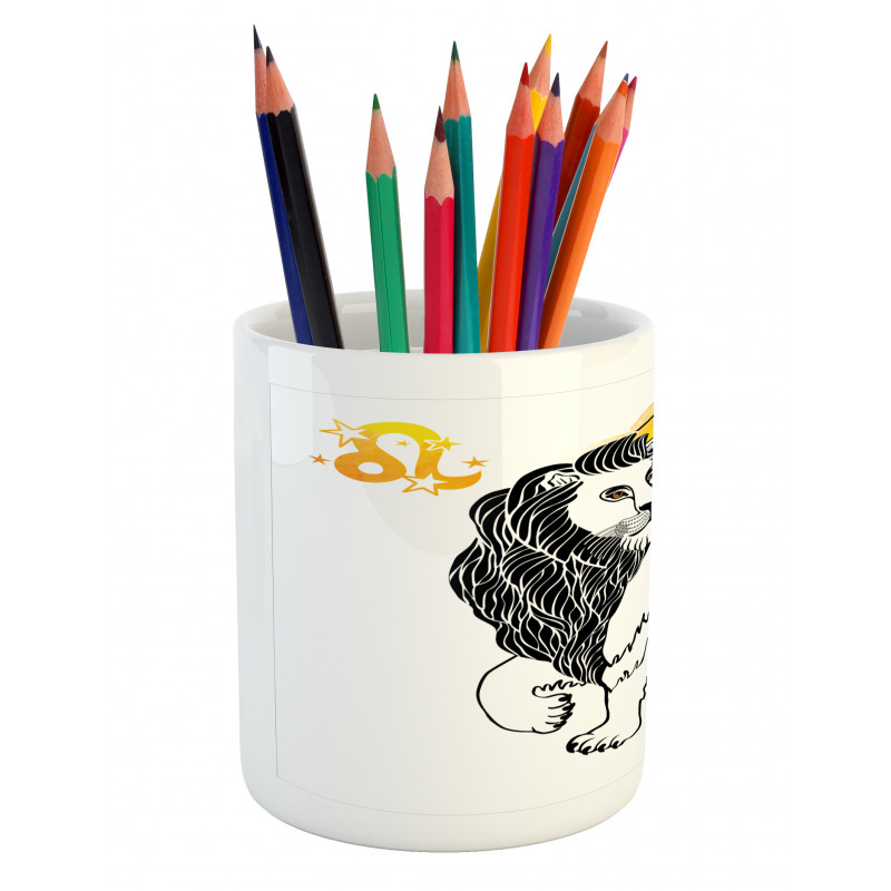 Zodiac Leo Art Pencil Pen Holder