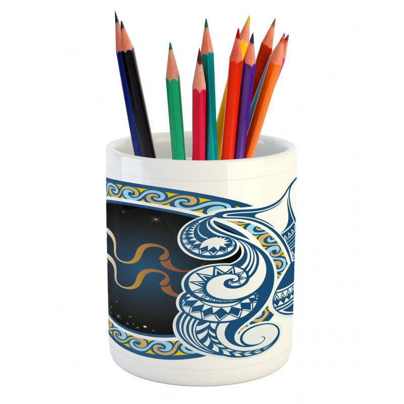 Aquarius Sign Pencil Pen Holder