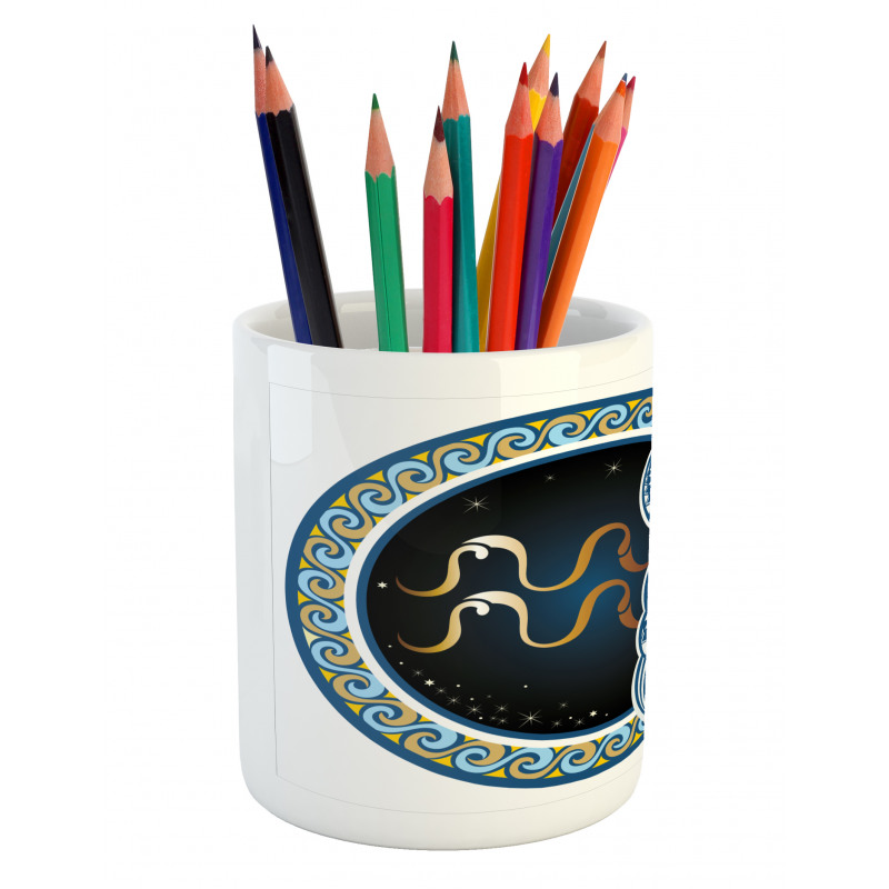 Aquarius Sign Pencil Pen Holder