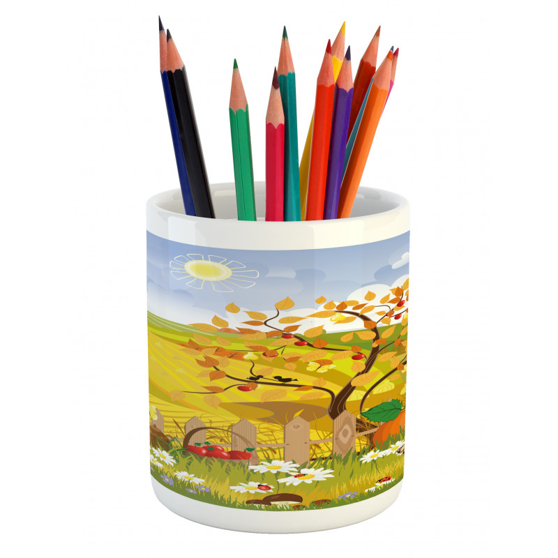 Autumn Garden Daisies Pencil Pen Holder