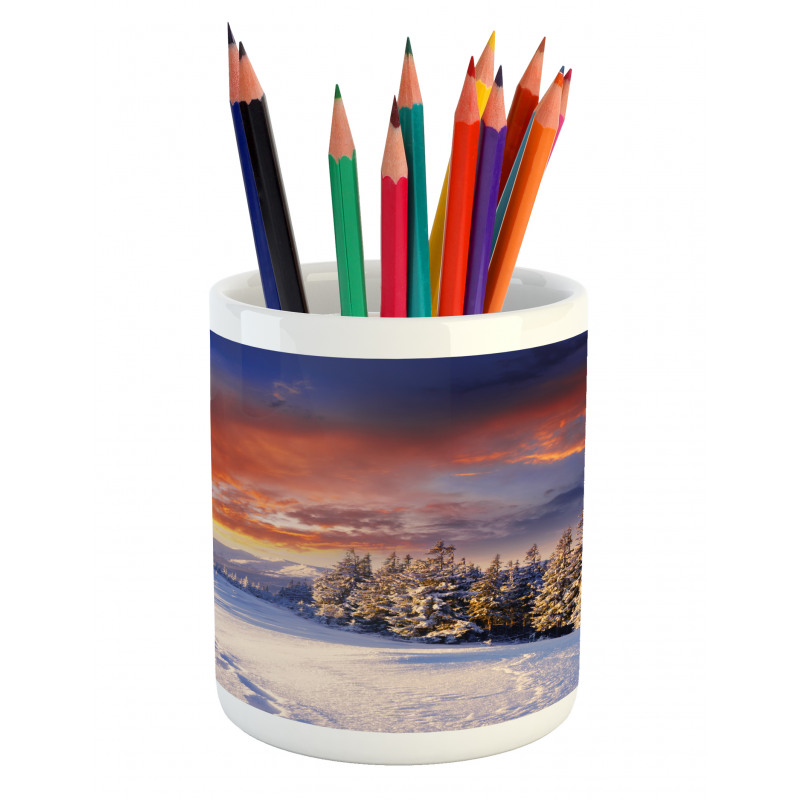 Mountains Pine Trees Pencil Pen Holder