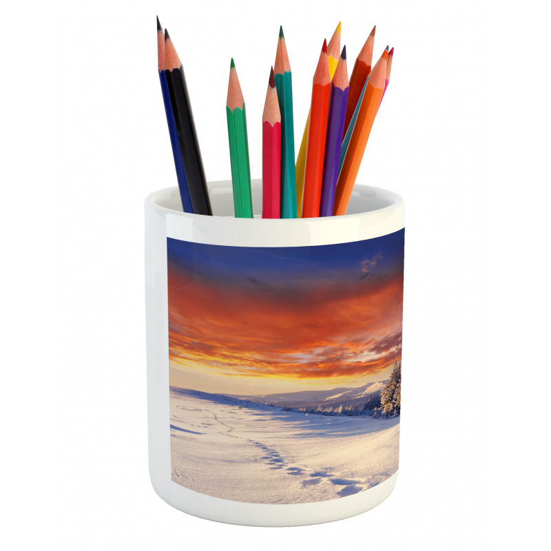 Mountains Pine Trees Pencil Pen Holder