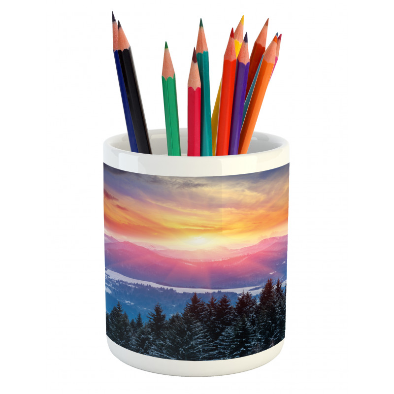 Sunset in Mountains Pencil Pen Holder