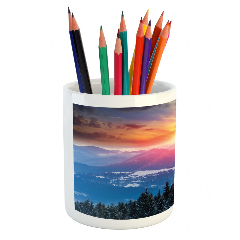 Sunset in Mountains Pencil Pen Holder