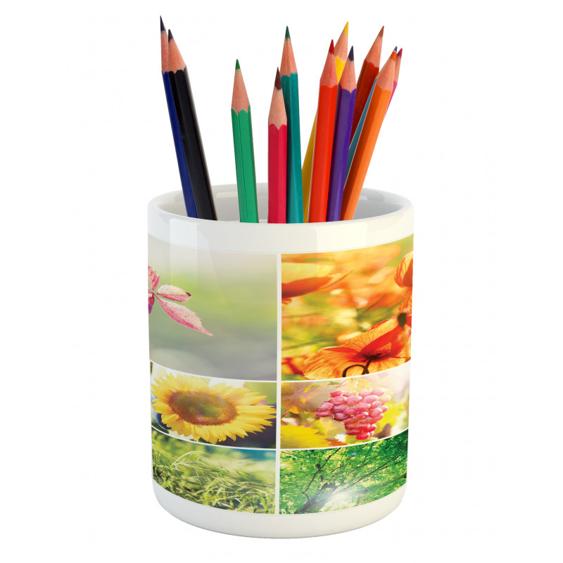 Flower Countryside View Pencil Pen Holder