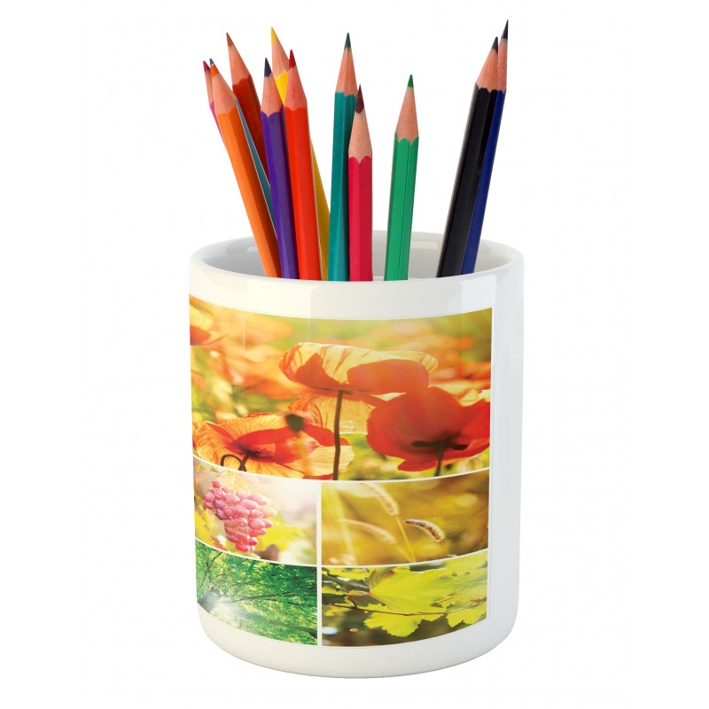 Flower Countryside View Pencil Pen Holder