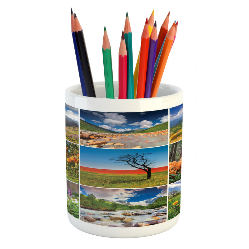 Springtime Countryside Pencil Pen Holder