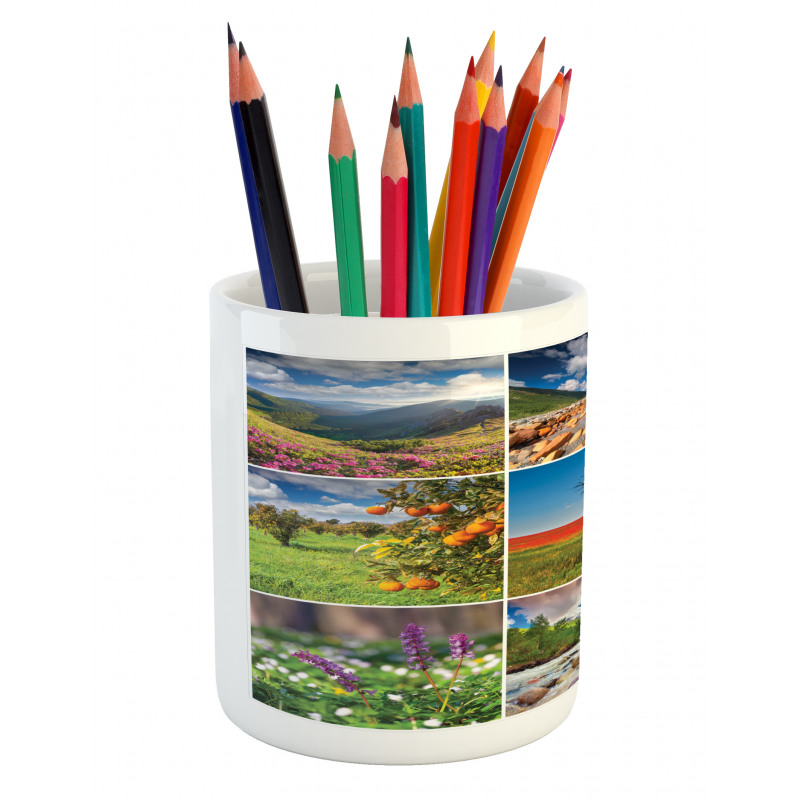 Springtime Countryside Pencil Pen Holder