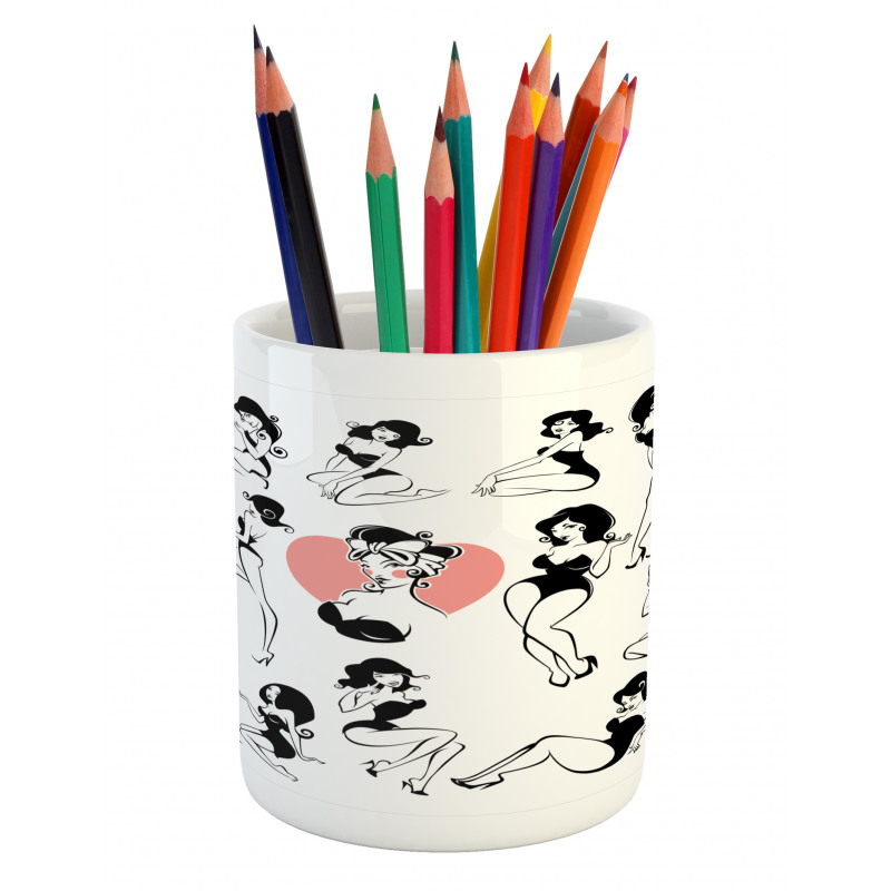 Woman Heart Tattoo Model Pencil Pen Holder