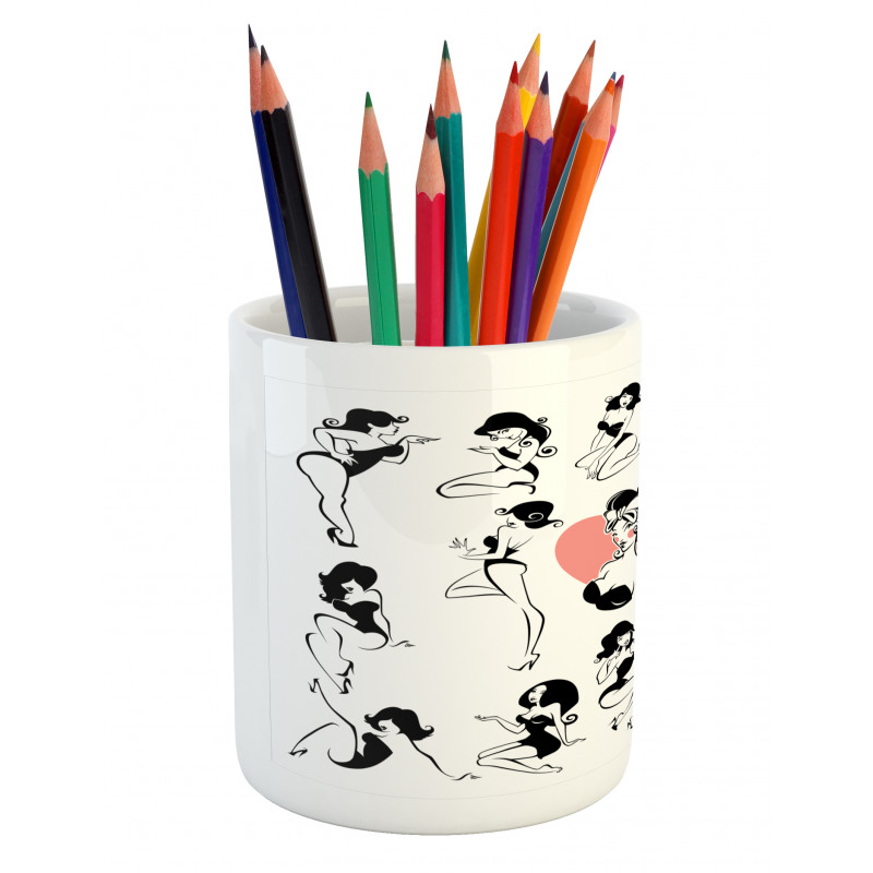 Woman Heart Tattoo Model Pencil Pen Holder