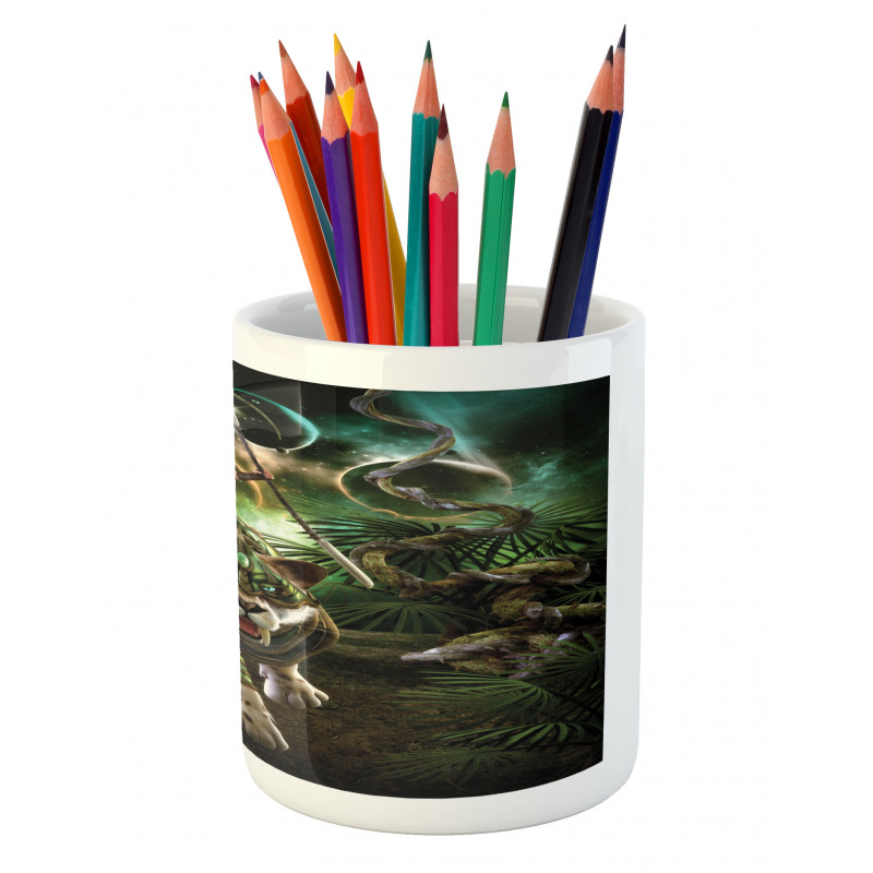 Fantasy Tiger Galaxy Pencil Pen Holder