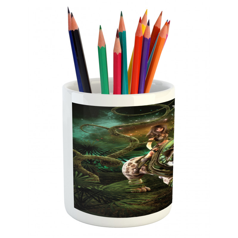 Fantasy Tiger Galaxy Pencil Pen Holder