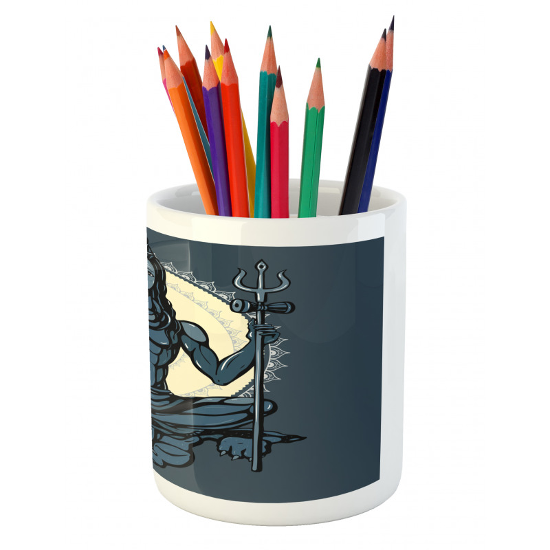 Yoga Lotus Asian Tiger Pencil Pen Holder