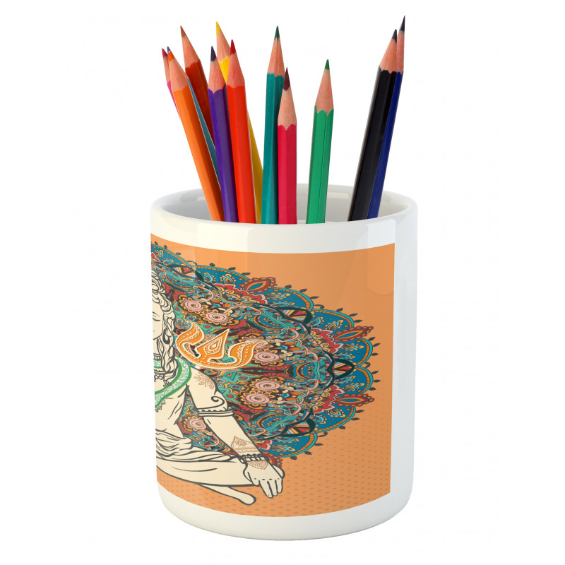 Asian Ancient Bohemian Design Pencil Pen Holder