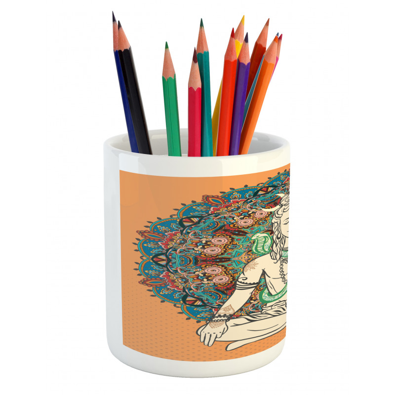 Asian Ancient Bohemian Design Pencil Pen Holder