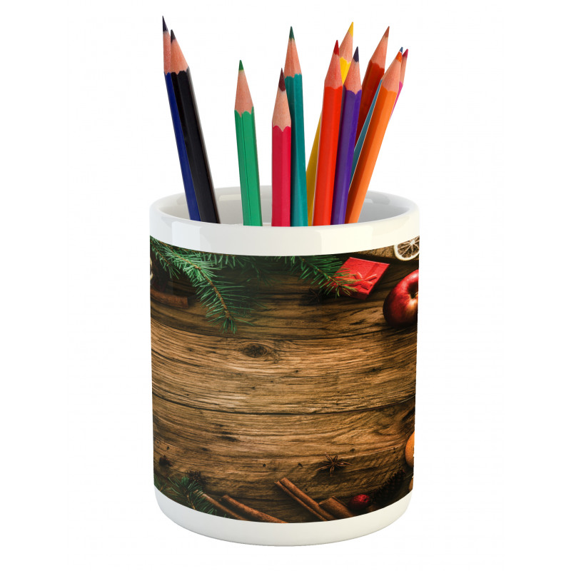 Rustic Lodge Wood Pencil Pen Holder