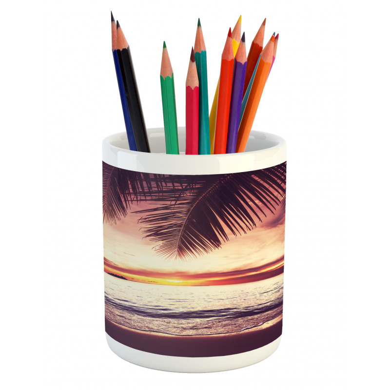 Sunset Ocean Waves Pencil Pen Holder