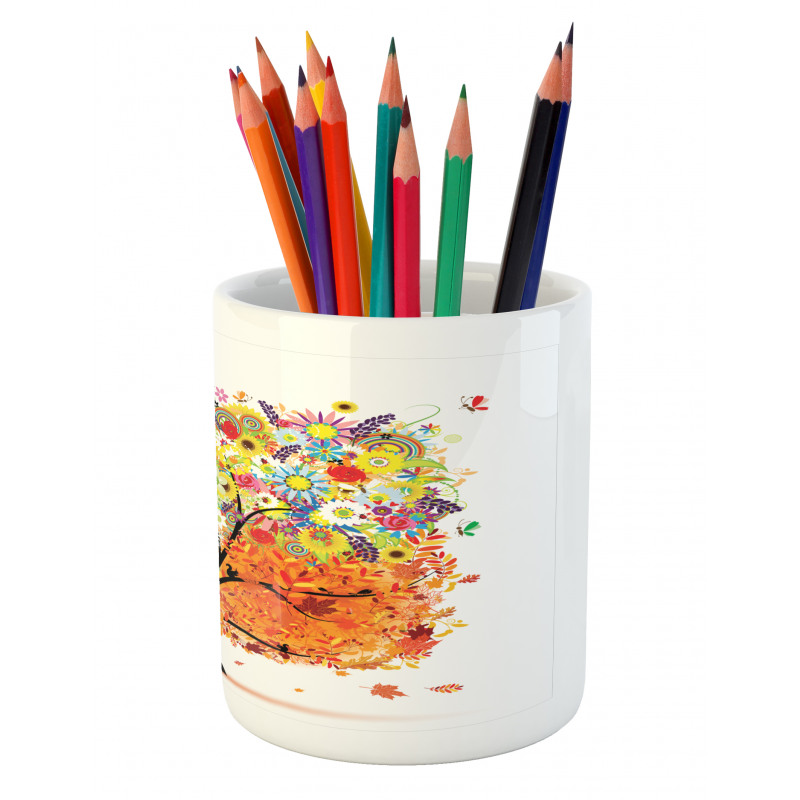 Flowers 4 Season Theme Pencil Pen Holder