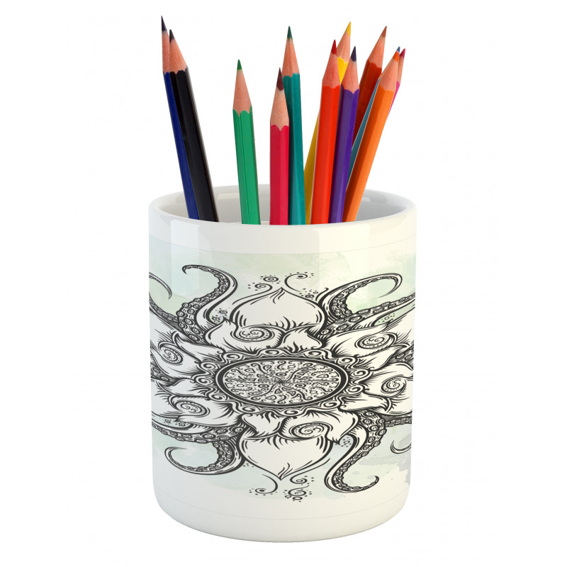 Drawn Mandala Flower Pencil Pen Holder