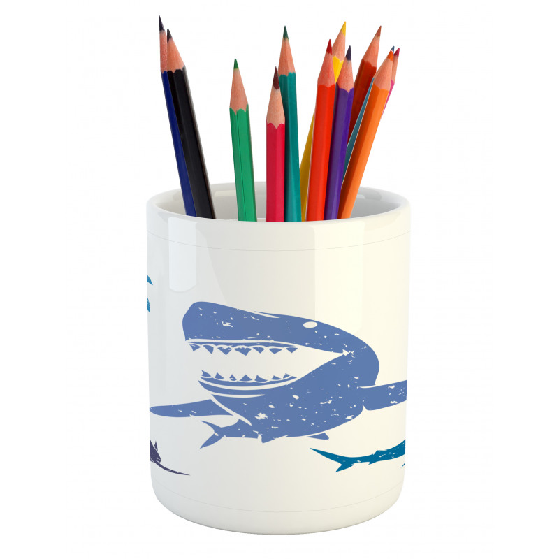 Grunge Sharks Wildlife Pencil Pen Holder