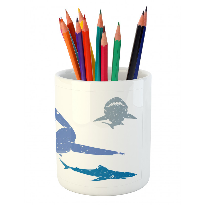 Grunge Sharks Wildlife Pencil Pen Holder